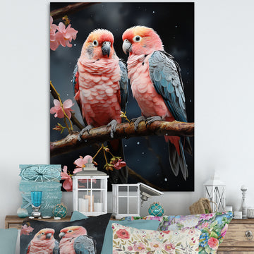 Whimsical Whispers Love Birds - Parrot Living Room Wall Art